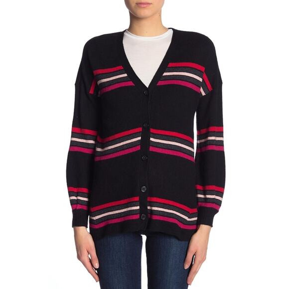 DEMOCRACY Girlfriend striped cardigan button front black sweater Size XS NEW - Picture 3 of 8
